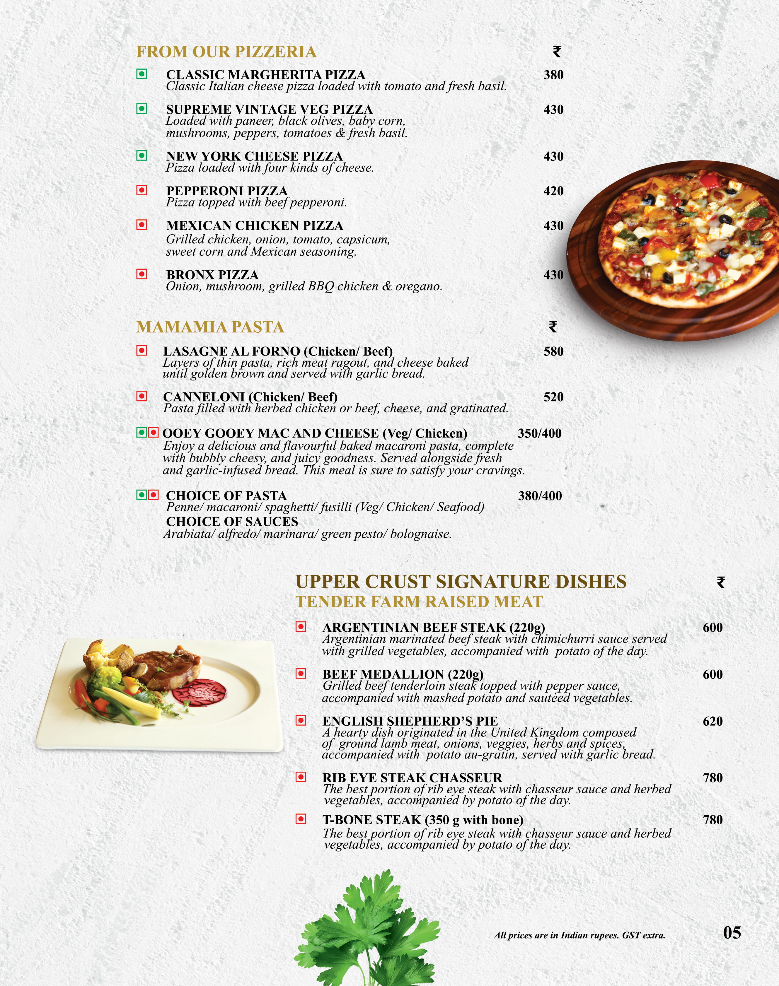 UpperCrust menu