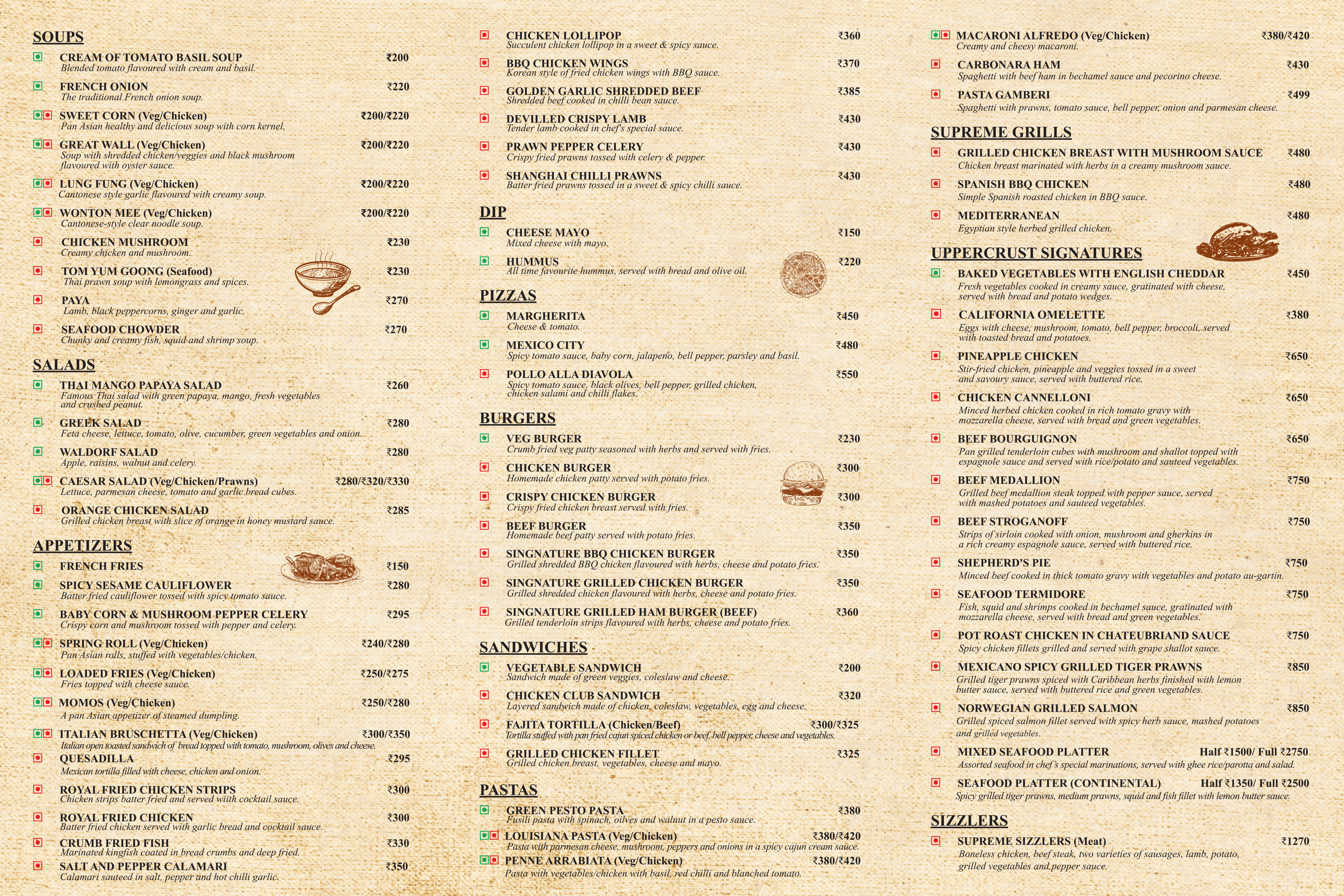 UpperCrust menu